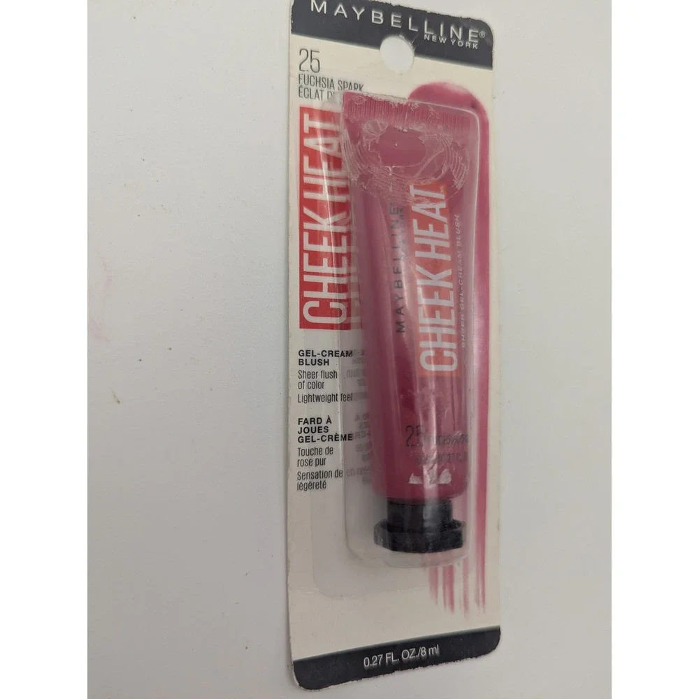Maybelline Cheek Heat Gel-Cream Blush Tube 25 Fuchsia Spark 0.27 fl oz New Sheer